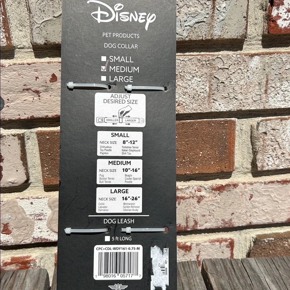 Disney dog leash and collar classic Mickey Mouse adjustable collar 5’ leash